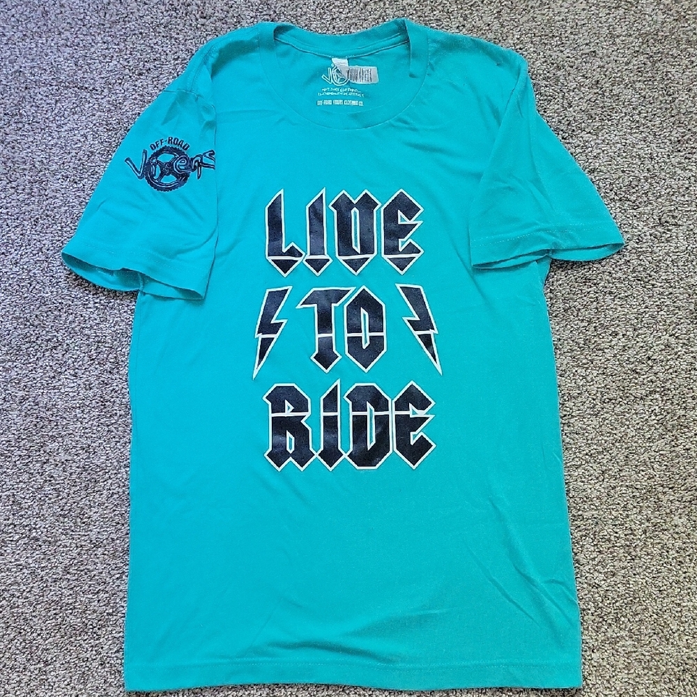 Off Road Vixens Teal Blue Short Sleeve Tee with Graphic Design